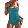 image:imageEkouaer Womens One Piece Swimsuit Ruched Tummy Control Bathing Suits Vintage Retro Push Up SwimwearDark Peacock Blue