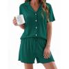 image:imageEkouaer Womens Pajama Sets Button Up Pjs Shorts Sets Soft Sleepwear 2 Piece Lounge Sets for Bridal Parties Postpartum SXXLLake Green