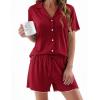 image:imageEkouaer Womens Pajama Sets Button Up Pjs Shorts Sets Soft Sleepwear 2 Piece Lounge Sets for Bridal Parties Postpartum SXXLWine Red