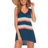 image:imageEkouaer Womens Sleeveless Swimwear Coverups TShirt Beach Dress Tank Bikini Cover Up with PrintBstripe