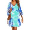 image:imageEkouaer Womens Swimsuit Cover Up 34 Bell Sleeve Beachwear Coverups Deep VNeck Bikini Beach Dress S3XLS Tie Dye