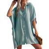 image:imageEkouaer Womens Swimsuit Cover Up 34 Sleeve Beachwear Bikini Coverups Button Down Oversized Cover Up Shirt S3XLLight Green