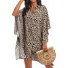 image:imageEkouaer Womens Swimsuit Cover Up 34 Sleeve Beachwear Bikini Coverups Button Down Oversized Cover Up Shirt S3XLPat1leopard