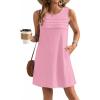 image:imageEkouaer Womens Swimsuit Cover Up Pleated Front Bathing Suit Coverups 2026 Casual Tank Beach Dress with Pockets S2XLCoral Pink