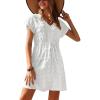 image:imageEkouaer Womens Swimsuit Cover Up Swiss Dots Chiffon Bikini Beachwear Flowy Pom Pom CoverupsAwhite