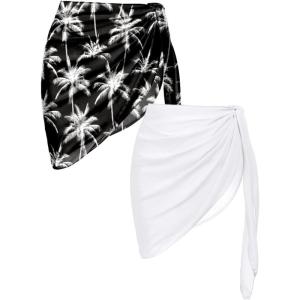 image:imageEkouaer 2 Pieces Women Beach Sarongs Sheer Cover Ups Chiffon Bikini Wrap Skirt for Swimwear SXXLWhiteCoconut Tree
