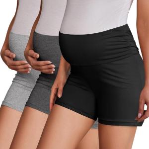 image:imageEkouaer 3 Pack Maternity Shorts Pregnancy Shorts Comfy Lounge Pajama Sleepwear SXXLBlackDark Heather GreyLight Heather Grey