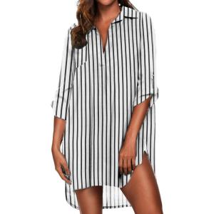 image:imageEkouaer Beach Cover Ups for Women Bikini Swimsuit Coverup Beach Dress ShirtPat20stripe