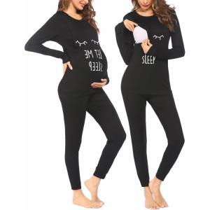 image:imageEkouaer Nursing Pajama Set Long Sleeve Maternity Clothes Labor Pregnancy Pjs Breastfeeding Thermal Underwear SleepwearBlack Sleep Eyes