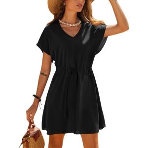 image:imageEkouaer Womens Cover Ups Casual Swimsuit Coverups Flowy Tie Waist Beach Cover Up DressBlack