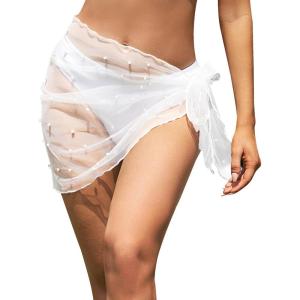 image:imageEkouaer Womens Coverups Beach Short Sarong Sheer Chiffon Cover Up Bikini Wraps S3XLPearlwhite