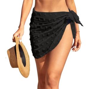 image:imageEkouaer Womens Coverups Beach Short Sarong Sheer Chiffon Cover Up Bikini Wraps S3XLSwiss Dotblack