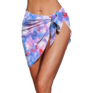 image:imageEkouaer Womens Coverups Beach Short Sarong Sheer Chiffon Cover Up Bikini Wraps S3XLViolet Tie Dye
