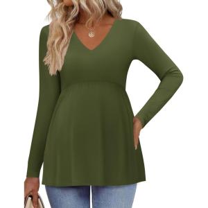 image:imageEkouaer Womens Maternity Shirts Long Sleeve Pregnancy Tops for Women V Neck Tunic Blouses ClothesArmy Green