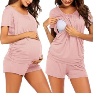 image:imageEkouaer Womens Nursing Pajamas Maternity Breastfeeding Pjs Sleepwear Layer Soft Postpartum Lounge Set Pregnancy ClothesA Dirty Pink