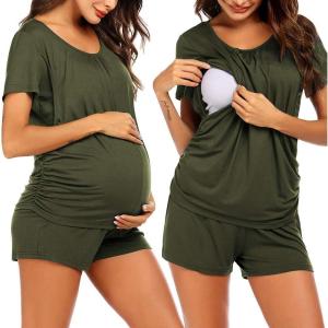 image:imageEkouaer Womens Nursing Pajamas Maternity Breastfeeding Pjs Sleepwear Layer Soft Postpartum Lounge Set Pregnancy ClothesA Olive