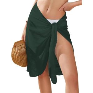 image:imageEkouaer Womens Sarongs Short Sheer Bikini Skirt Wrap Beach Pareo Chiffon Swimsuit Cover Up SXXLArmy Green