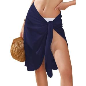 image:imageEkouaer Womens Sarongs Short Sheer Bikini Skirt Wrap Beach Pareo Chiffon Swimsuit Cover Up SXXLNavy Blue