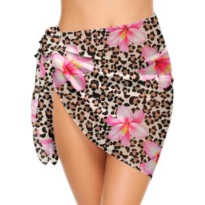 image:imageEkouaer Womens Short Sarongs Chiffon Cover Ups Sheer Bikini Wraps for Swimwear S3XLA Lily Leopard Print