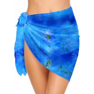 image:imageEkouaer Womens Short Sarongs Chiffon Cover Ups Sheer Bikini Wraps for Swimwear S3XLBlue Tie Dye