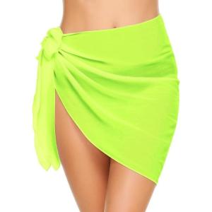 image:imageEkouaer Womens Short Sarongs Chiffon Cover Ups Sheer Bikini Wraps for Swimwear S3XLFluorescent Green