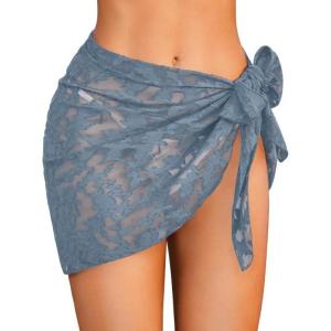 image:imageEkouaer Womens Short Sarongs Chiffon Cover Ups Sheer Bikini Wraps for Swimwear S3XLLacepale Blue