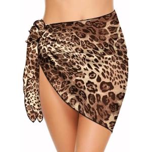 image:imageEkouaer Womens Short Sarongs Chiffon Cover Ups Sheer Bikini Wraps for Swimwear S3XLPat3leopard Print