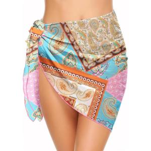 image:imageEkouaer Womens Short Sarongs Chiffon Cover Ups Sheer Bikini Wraps for Swimwear S3XLPink Ethnic Style