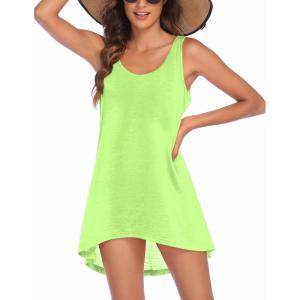 image:imageEkouaer Womens Sleeveless Swimwear Coverups TShirt Beach Dress Tank Bikini Cover Up with PrintByellow