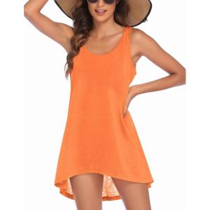 image:imageEkouaer Womens Sleeveless Swimwear Coverups TShirt Beach Dress Tank Bikini Cover Up with PrintOrange