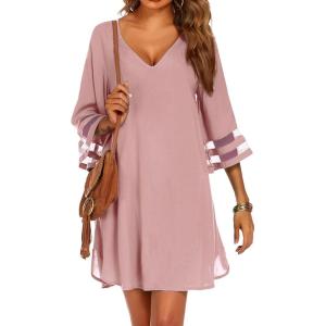 image:imageEkouaer Womens Swimsuit Cover Up 34 Bell Sleeve Beachwear Coverups Deep VNeck Bikini Beach Dress S3XLGray Purple