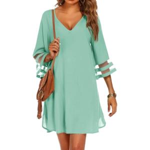 image:imageEkouaer Womens Swimsuit Cover Up 34 Bell Sleeve Beachwear Coverups Deep VNeck Bikini Beach Dress S3XLLight Mint