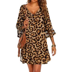 image:imageEkouaer Womens Swimsuit Cover Up 34 Bell Sleeve Beachwear Coverups Deep VNeck Bikini Beach Dress S3XLZ Pat4