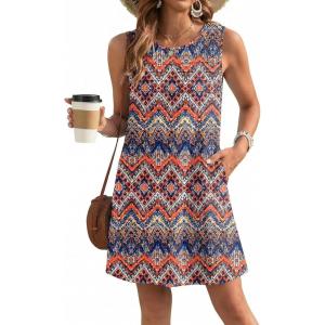 image:imageEkouaer Womens Swimsuit Cover Up Pleated Front Bathing Suit Coverups 2026 Casual Tank Beach Dress with Pockets S2XLBoho Printing