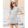image:imageEkouaer 3 Pack Maternity Shirts Short Sleeve Split Side Pregnancy Tops Casual Pregnant Tunic BlouseBlackWhiteStripe