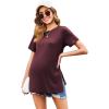 image:imageEkouaer 3 Pack Maternity Shirts Short Sleeve Split Side Pregnancy Tops Casual Pregnant Tunic BlouseGreyBurgundyBrick Red
