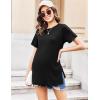 image:imageEkouaer 3 Pack Maternity Shirts Short Sleeve Split Side Pregnancy Tops Casual Pregnant Tunic BlouseWhiteBlackBrown
