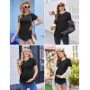 image:imageEkouaer 3 Pack Women Soft Maternity Shirts Ribbed Knit Pregnancy Tops Curved Hem Postpartum Tees Short Sleeve Pregnant TshirtBlackDirty PinkLake Green