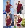 image:imageEkouaer 3 Pack Women Soft Maternity Shirts Ribbed Knit Pregnancy Tops Curved Hem Postpartum Tees Short Sleeve Pregnant TshirtCaramelArmy GreenDark Red