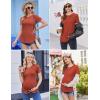 image:imageEkouaer 3 Pack Women Soft Maternity Shirts Ribbed Knit Pregnancy Tops Curved Hem Postpartum Tees Short Sleeve Pregnant TshirtCaramelArmy GreenDark Red