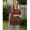 image:imageEkouaer 3 Pack Womens Maternity Shirts Short Sleeve Ruffle Pregnancy Clothes Blouse Peplum Babydoll Tops Casual Mama TeeBlackBrownWhite