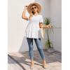 image:imageEkouaer 3 Pack Womens Maternity Shirts Short Sleeve Ruffle Pregnancy Clothes Blouse Peplum Babydoll Tops Casual Mama TeeBlackBrownWhite