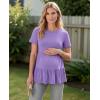 image:imageEkouaer 3 Pack Womens Maternity Shirts Short Sleeve Ruffle Pregnancy Clothes Blouse Peplum Babydoll Tops Casual Mama TeeBlackDeep GreyPurple Rose
