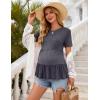 image:imageEkouaer 3 Pack Womens Maternity Shirts Short Sleeve Ruffle Pregnancy Clothes Blouse Peplum Babydoll Tops Casual Mama TeeBlackDeep GreyPurple Rose