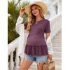 image:imageEkouaer 3 Pack Womens Maternity Shirts Short Sleeve Ruffle Pregnancy Clothes Blouse Peplum Babydoll Tops Casual Mama TeeBlackLight GreenWine Red
