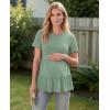image:imageEkouaer 3 Pack Womens Maternity Shirts Short Sleeve Ruffle Pregnancy Clothes Blouse Peplum Babydoll Tops Casual Mama TeeBlackLight GreenWine Red