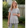 image:imageEkouaer 3 Pack Womens Maternity Shirts Short Sleeve Ruffle Pregnancy Clothes Blouse Peplum Babydoll Tops Casual Mama TeeBlackLight GreyArmy Green