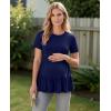 image:imageEkouaer 3 Pack Womens Maternity Shirts Short Sleeve Ruffle Pregnancy Clothes Blouse Peplum Babydoll Tops Casual Mama TeeBlackNavy BluePurple