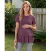 image:imageEkouaer 3 Pack Womens Maternity Shirts Short Sleeve Ruffle Pregnancy Clothes Blouse Peplum Babydoll Tops Casual Mama TeeBlackNavy BlueWine Red