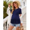 image:imageEkouaer 3 Pack Womens Maternity Shirts Short Sleeve Ruffle Pregnancy Clothes Blouse Peplum Babydoll Tops Casual Mama TeeBlackNavyDusty Rose